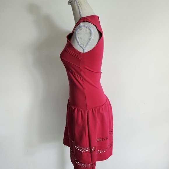 Maje "Acrobat" Hot Pink Eyelet Drop Waist Dress - Picture 5 of 12